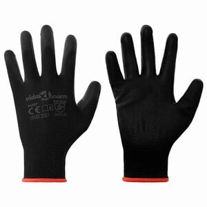 vidaXL Gants de Travail 12 pi&egrave;ces Noir 7 / S Polyester