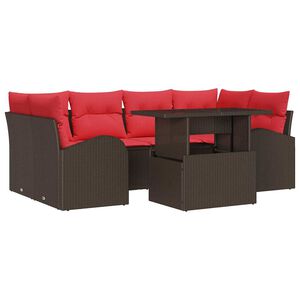 vidaXL Ensemble de canap&eacute; de jardin 7 pcs Marron polyrotin