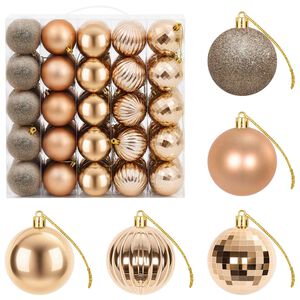 vidaXL Ensemble de boules de No&euml;l 75 pc Or rose 6 cm Polystyr&egrave;ne