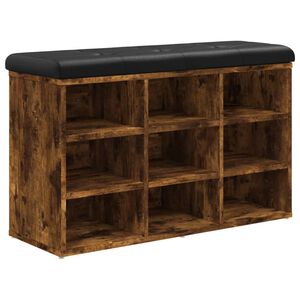 vidaXL Banc &agrave; chaussures ch&ecirc;ne fum&eacute; 82x32x50 cm bois d'ing&eacute;nierie