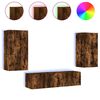 vidaXL Unit&eacute;s murales TV avec LED 4 pcs ch&ecirc;ne fum&eacute; bois d'ing&eacute;nierie