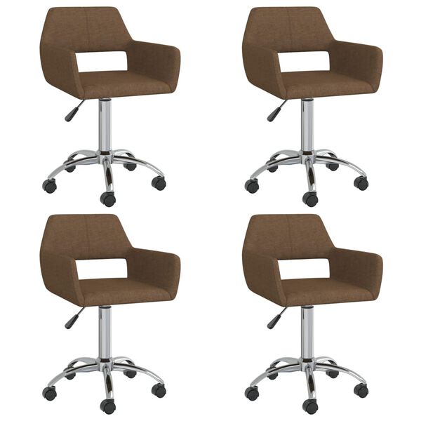 vidaXL Chaises pivotantes &agrave; manger lot de 4 marron tissu