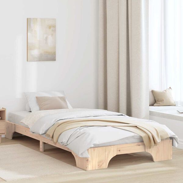vidaXL Cadre de lit Pin massif 90 x 200 cm Bois massif en pin