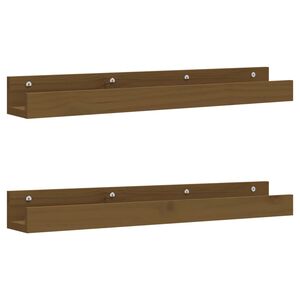 vidaXL &Eacute;tag&egrave;res murales 2 pcs Marron miel 80x12x9cm Bois de pin massif