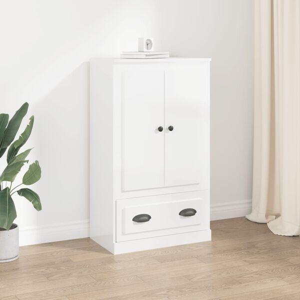 vidaXL Buffet haut blanc brillant 60x35,5x103,5 cm bois d'ing&eacute;nierie