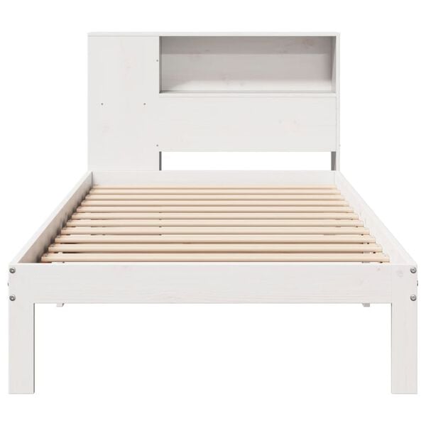 vidaXL Lit bibliothèque sans matelas blanc 90x190cm bois de pin massif