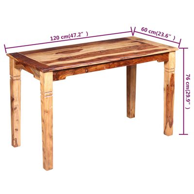 vidaXL Table de salle à manger Bois massif de Sesham 120 x 60 x 76 cm