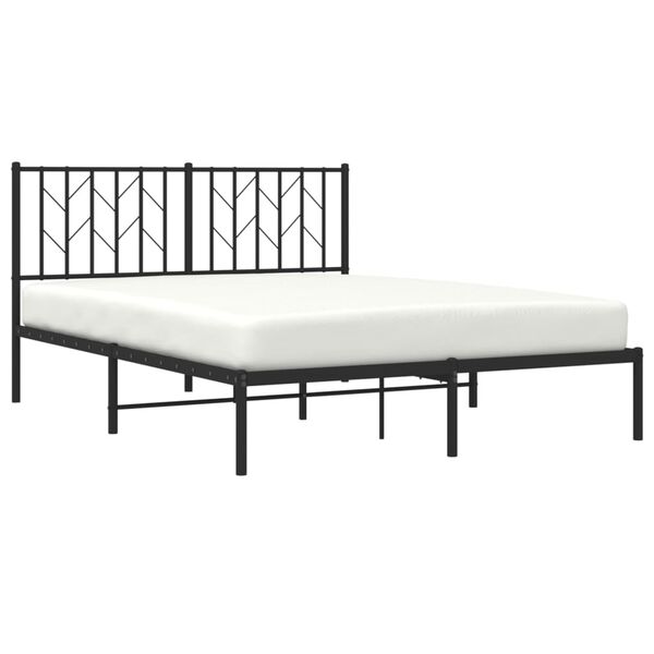 vidaXL Cadre de lit métal sans matelas avec tête de lit noir 135x190cm