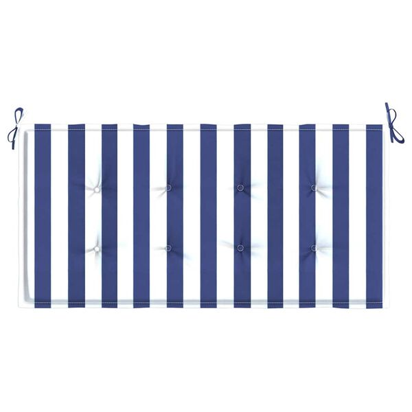 vidaXL Coussin de banc de jardin rayures bleues et blanches 120x50x4cm