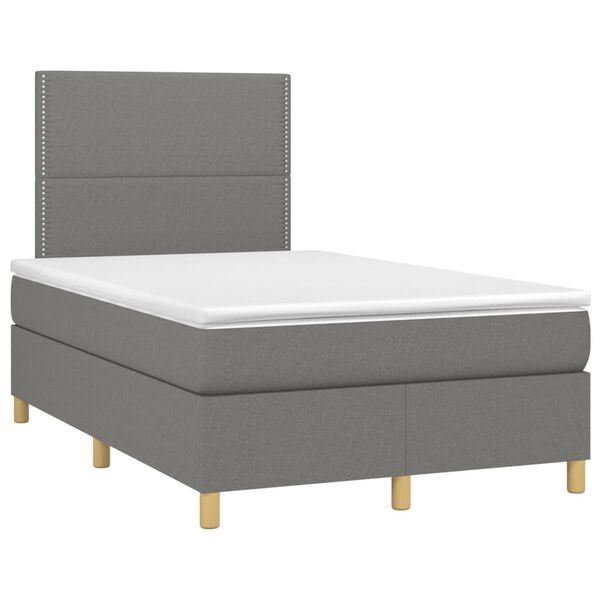 vidaXL Sommier &agrave; lattes de lit et matelas et LED Gris fonc&eacute; 120x200 cm