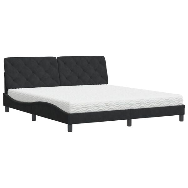 vidaXL Lit avec matelas noir 180x200 cm velours