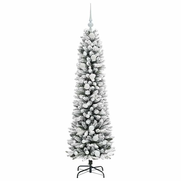 vidaXL Sapin de No&euml;l artificiel Blanc 150 cm PVC, m&eacute;tal et plastique