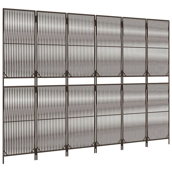 vidaXL Cloison de s&eacute;paration 6 panneaux marron r&eacute;sine tress&eacute;e