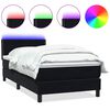 vidaXL Sommier &agrave; lattes de lit avec matelas et LED noir 90x220 cm velours