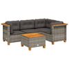 vidaXL Salon de jardin 5 pcs avec coussins gris r&eacute;sine tress&eacute;e