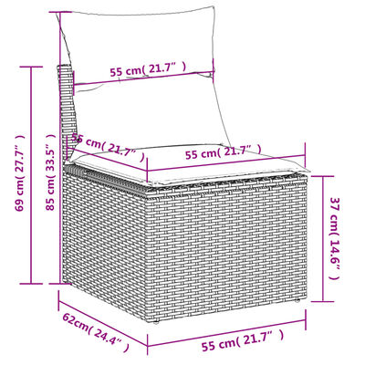 vidaXL Salon de jardin 7 pcs avec coussins noir résine tressée