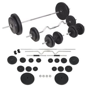 vidaXL Ensemble d'halt&egrave;res et barres d'halt&egrave;res 90 kg