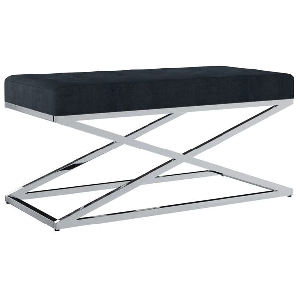 vidaXL Banc 97 cm Noir Tissu de velours et acier inoxydable