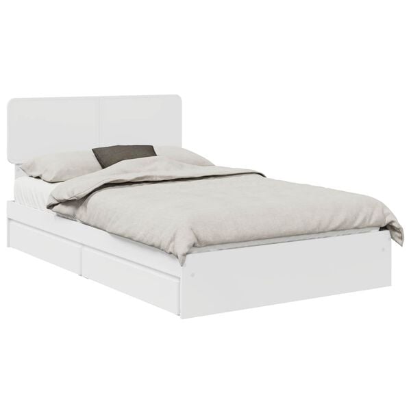 vidaXL Lit de Rangement Blanc 120 x 190 cm Bois d'ing&eacute;nierie
