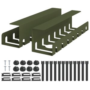 vidaXL Plateau de gestion de c&acirc;bles sous le bureau 2 pc Vert olive