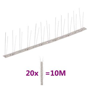 vidaXL Ensemble de 20 pointes &agrave; 2 rang&eacute;es contre oiseaux Inox 10 m