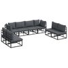 vidaXL Ensemble de canap&eacute; de jardin 8 pc Noir Aluminium