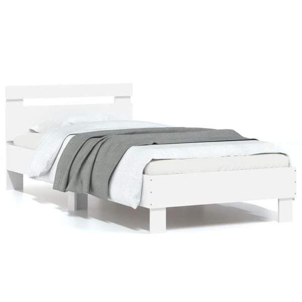 vidaXL Cadre de lit sans matelas avec tête de lit blanc 90x200 cm