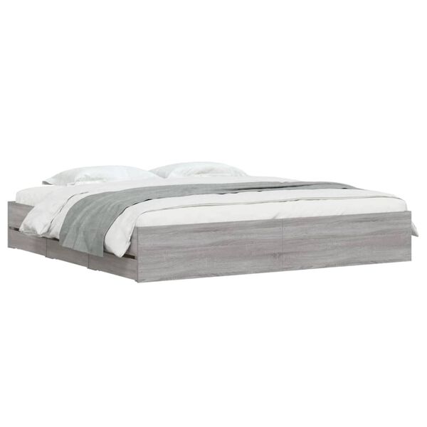 vidaXL Cadre de lit avec tiroirs sans matelas sonoma gris 160x200 cm