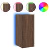 vidaXL Meuble TV mural avec lumi&egrave;res LED ch&ecirc;ne marron 30,5x35x70 cm