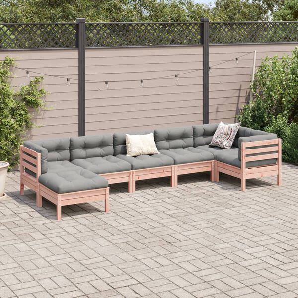 vidaXL Salon de jardin 7 pcs et coussins bois massif sapin de douglas