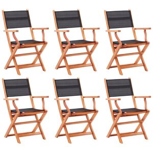 vidaXL Chaises pliables de jardin lot de 6 noir eucalyptus textil&egrave;ne