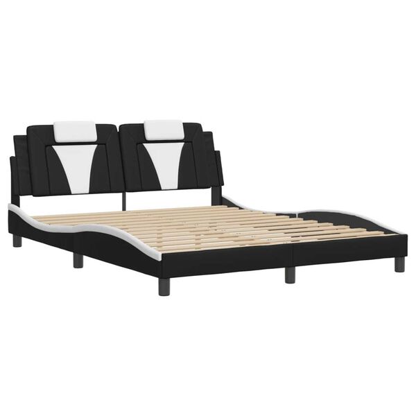 vidaXL Cadre de lit Viana avec LED sans matelas noir et blanc 160x200 cm