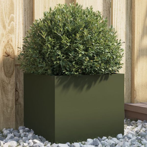 vidaXL Jardini&egrave;re vert olive 32x30x29 cm acier