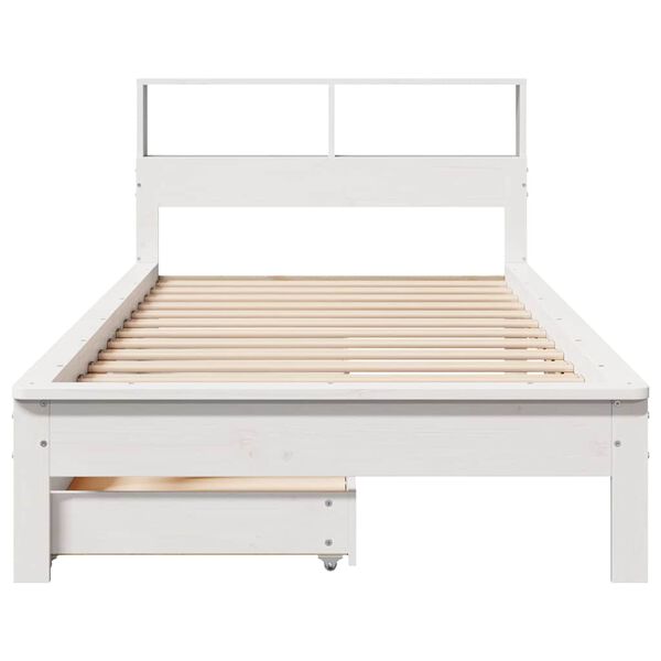 vidaXL Lit biblioth&egrave;que sans matelas blanc 90x190cm bois de pin massif