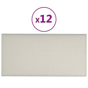 vidaXL Panneaux muraux 12 pcs Crème 30x15 cm Velours 0,54 m²