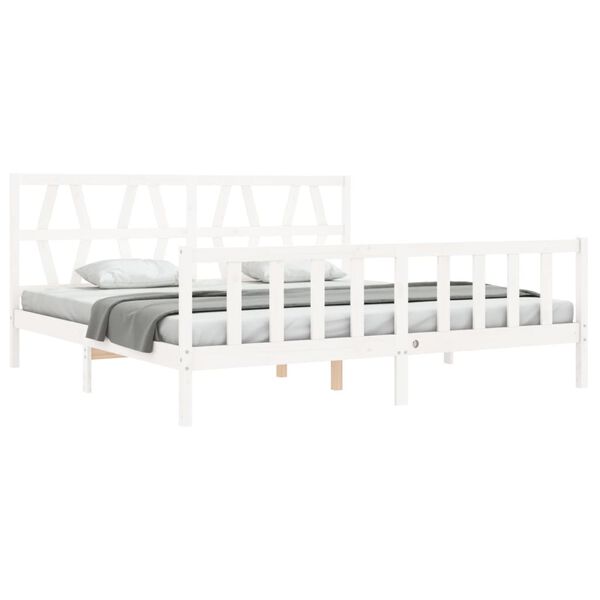 vidaXL Cadre de lit sans matelas blanc 200x200 cm bois massif de pin