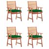 vidaXL Chaises &agrave; manger d'ext&eacute;rieur lot de 4 et coussins Acacia massif