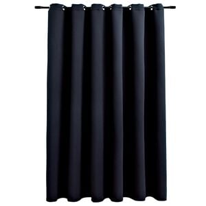 vidaXL Rideau occultant avec anneaux en m&eacute;tal Noir 290x245 cm