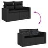 vidaXL Salon de jardin 6 pcs avec coussins noir r&eacute;sine tress&eacute;e