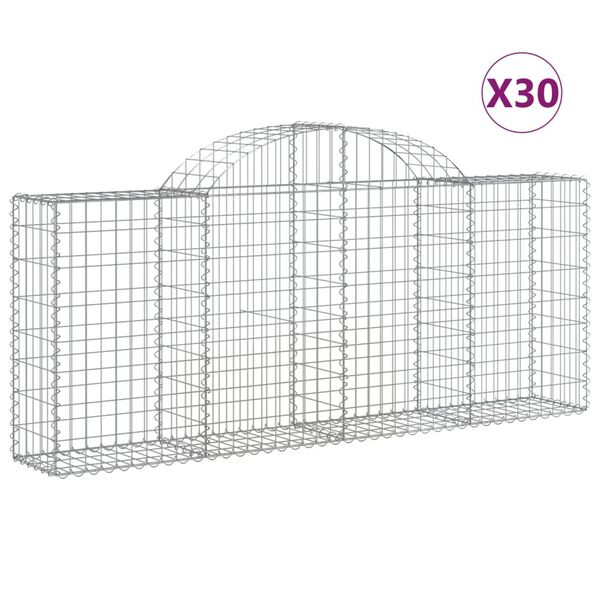 vidaXL Paniers &agrave; gabions arqu&eacute;s 30 pcs 200x30x80/100 cm Fer galvanis&eacute;