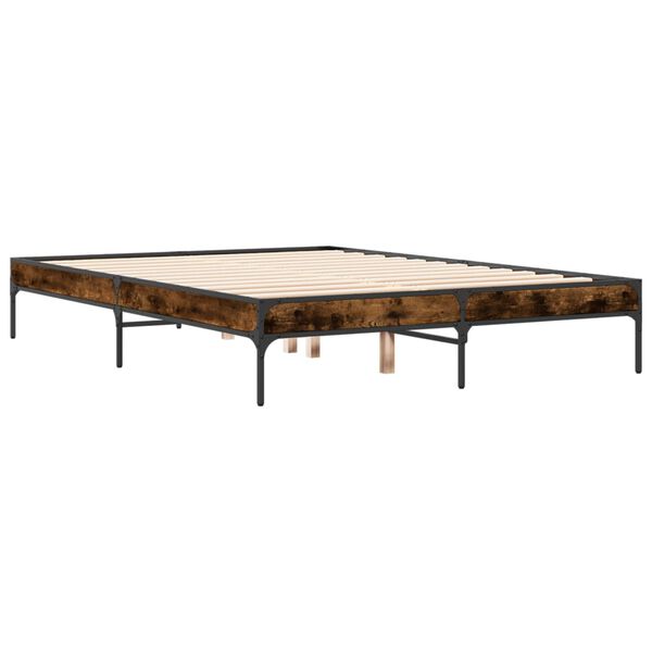 vidaXL Cadre de lit sans matelas ch&ecirc;ne fum&eacute; 120x190 cm