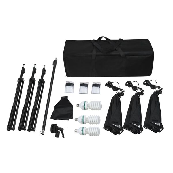 vidaXL Kit de studio photo bo&icirc;tes &agrave; lumi&egrave;re toile de fond r&eacute;flecteur