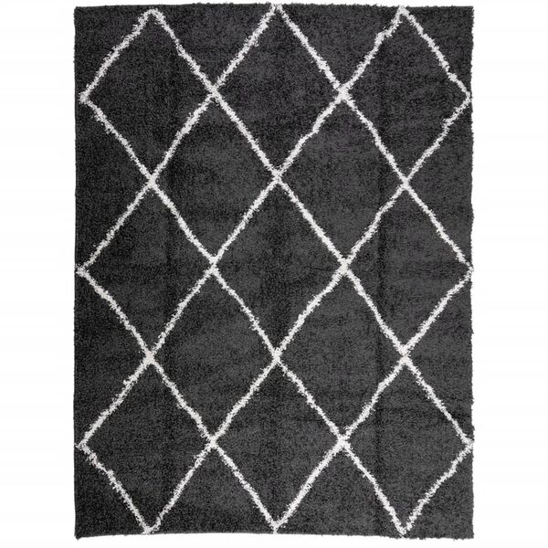 vidaXL Tapis shaggy &agrave; poils longs moderne noir et cr&egrave;me 300x400 cm