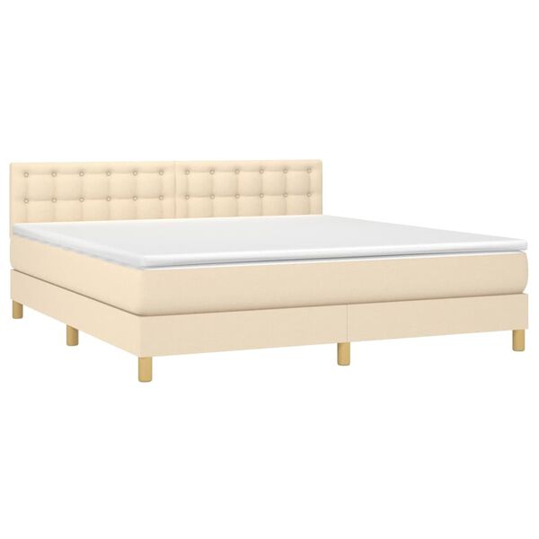 vidaXL Sommier &agrave; lattes de lit avec matelas Cr&egrave;me 180x200 cm Tissu