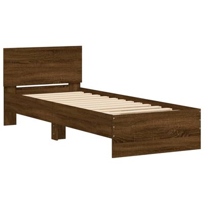 vidaXL Cadre de lit avec tête de lit chêne marron 75x190 cm