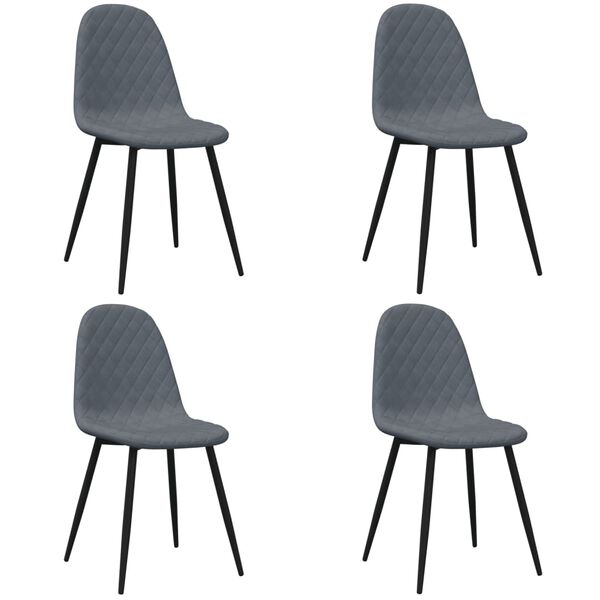 vidaXL Chaises &agrave; manger lot de 4 Gris fonc&eacute; Velours