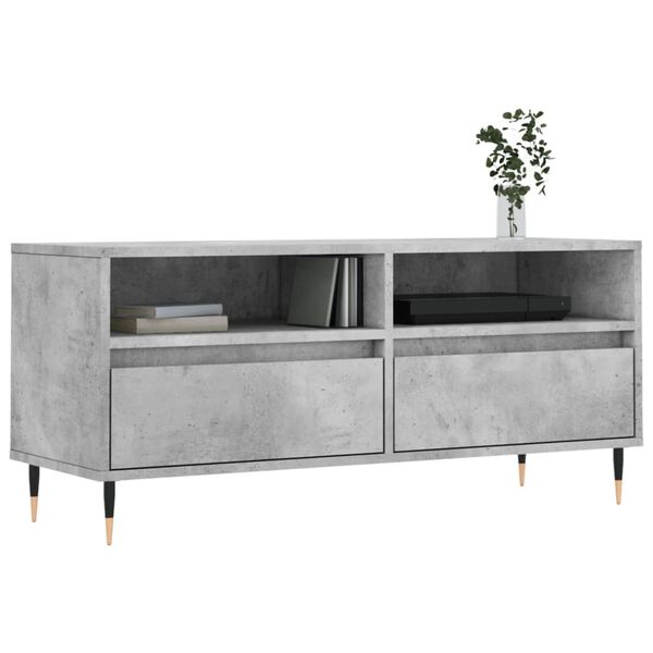vidaXL Meuble TV gris b&eacute;ton 100x34,5x44,5 cm bois d'ing&eacute;nierie