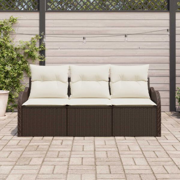 vidaXL Ensemble de canap&eacute; de jardin 3 pcs Marron Poly rotin