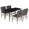 vidaXL Ensemble &agrave; manger de jardin et coussins 5 pcs gris clair rotin