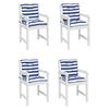 vidaXL Coussins de chaise &agrave; dossier bas lot de 4 rayures bleu et blanc